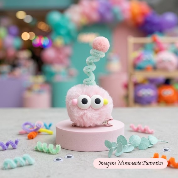 Mini Presilha Monstrinho Rosa – Cabelo Maluco Infantil – Valor Unitário