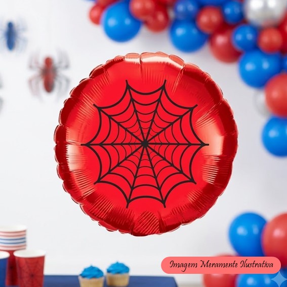 Balão Metalizado Vermelho - Teia - 45cm x 45 cm - Animare - Valor Unitário