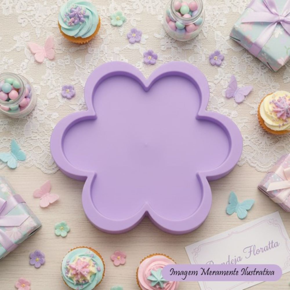Bandeja em formato de Flor - Floratta Lilas Candy - Festas e Decoração – Valor Unitário