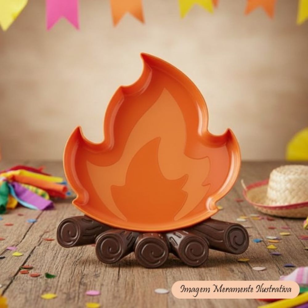 Bandeja Fogueira Laranja - Festa Junina Decorativa Arraiá Mesa para Doces