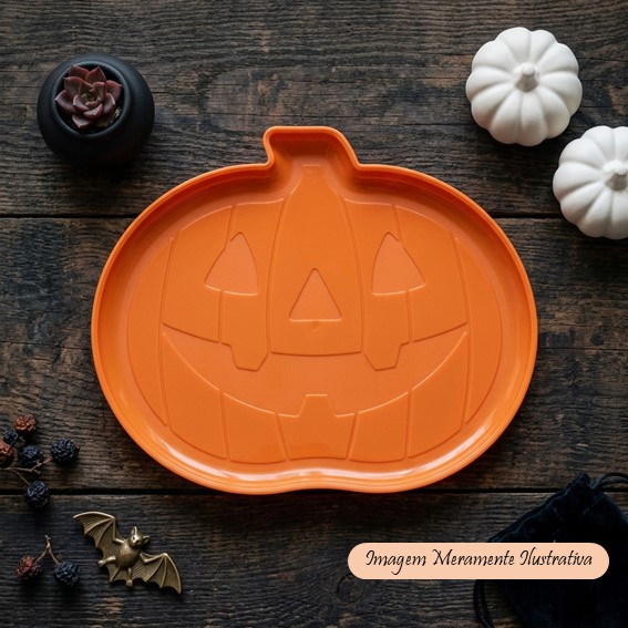 Bandeja Halloween em Formato de Abóbora - Valor Unitário