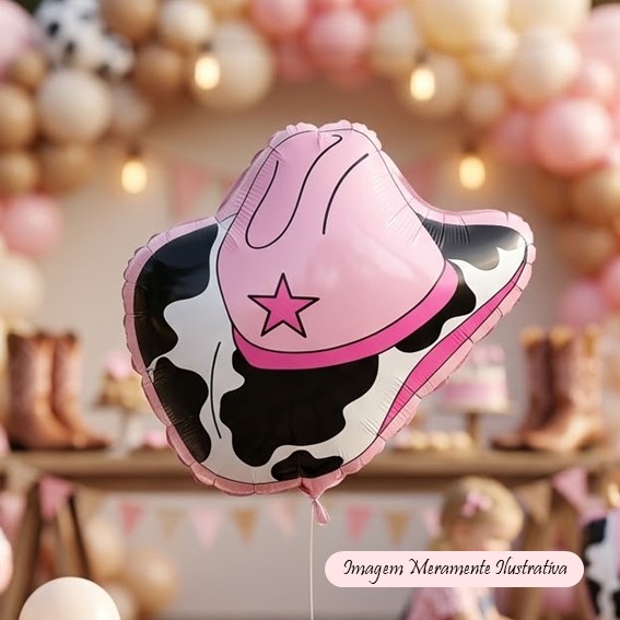 Balão Chapéu Boiadeira / Rodeio / Vaqueira - 49 x 51 cm - Animare - Valor Unitário