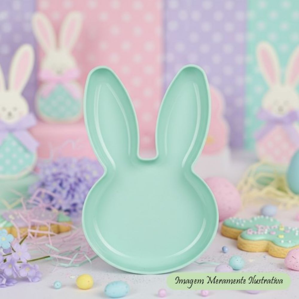 Bandeja em Formato de Coelho – Verde -  A Páscoa que Aquece o Coração