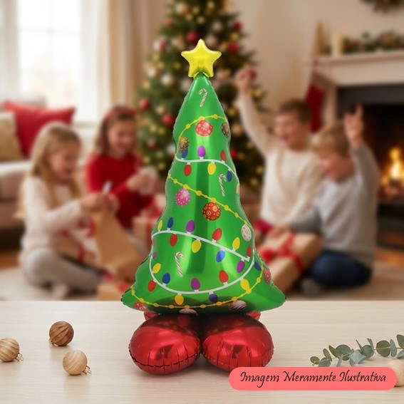 Balão Metalizado - Árvore de Natal - 69 cm x 127 cm - Animare - Valor Unitário
