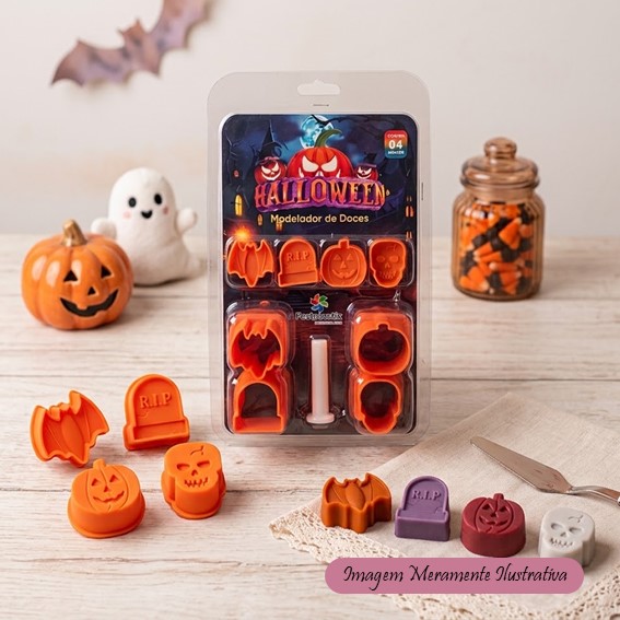 Modelador de Doces e Chocolates - Docinhos Halloween - 4 Moldes - Festplastik