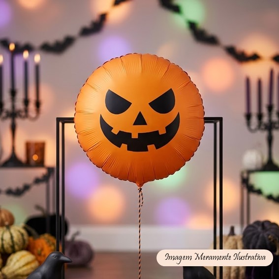 Balão Halloween - Cabeça de Abóbora - 45cm X 45cm - Animare - Valor Unitário