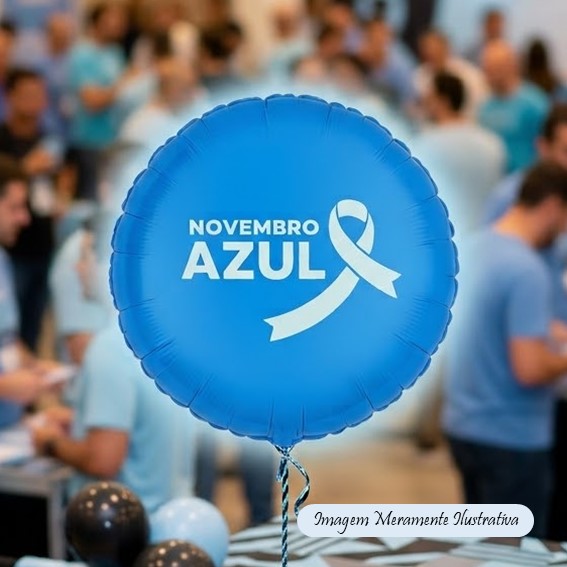 Balão Metalizado - Novembro Azul - 45 cm x 45 cm - Animare - Valor Unitário