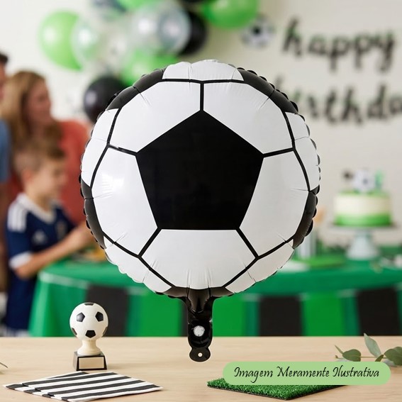 Balão Bola de Futebol Metalizado – Festa Esportiva - 45 x 45 cm - Animare - Valor Unitário
