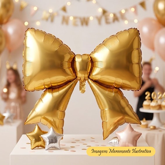 Balão Formato de Laço - Dourado – 55 x 43 cm – Animare – Valor Unitário -  Decoração de Festa / Painel / Mesa