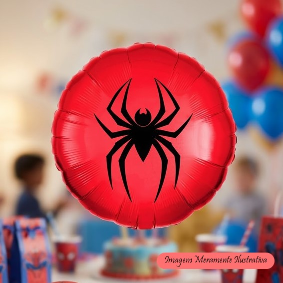 Balão Metalizado Vermelho - Aranha - 45cm x 45 cm - Animare - Valor Unitário
