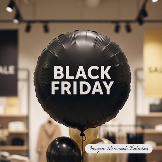 Balão Metalizado BLACK FRIDAY - 45x 45 cm - Loja - Promoção - Queima de Estoque – Campanha de Oferta