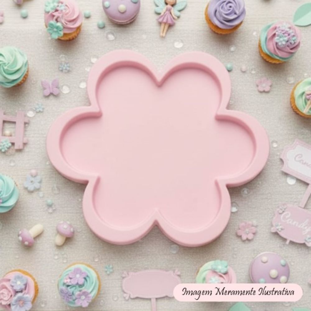 Bandeja em formato de Flor - Floratta Rosa Candy - Festas e Decoração – Valor Unitário