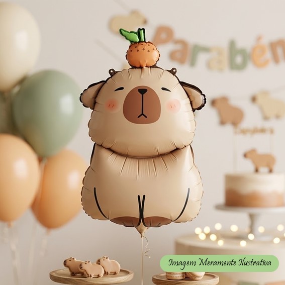 Balão Metalizado Capivara Sentada- 53 x 34 cm - Animare - Valor Unitário