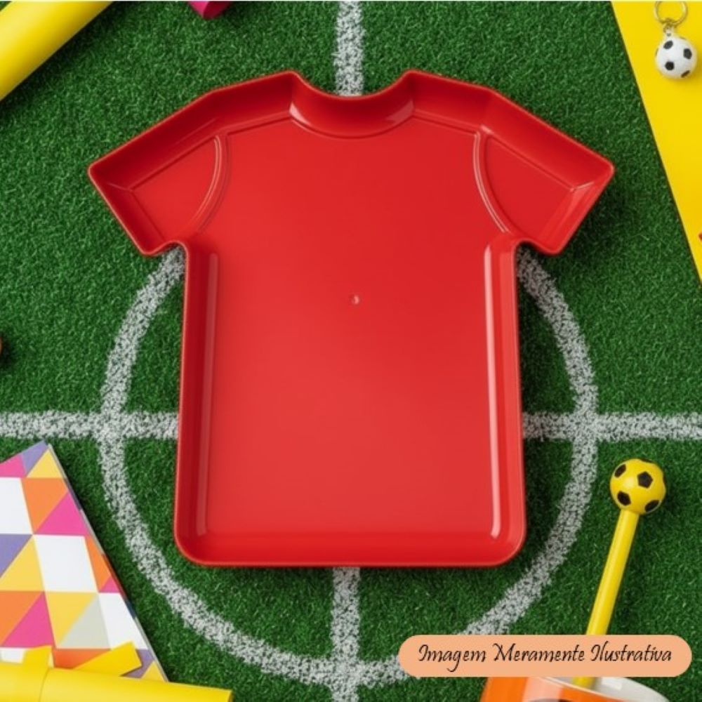Bandeja Tema Futebol Camiseta Vermelha - Para Doces Decoração Festa Infantil - Valor Unitário