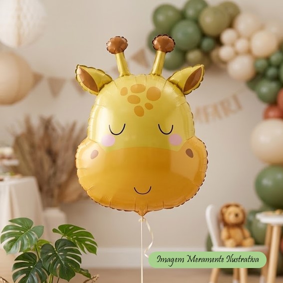 Balão Metalizado Cabeça de Girafa - Festa Safari – 48 x 63cm – Animare – Valor Unitário