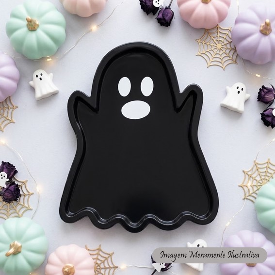 Bandeja em formato de Fantasminha Preto – Festa Halloween – Valor Unitário