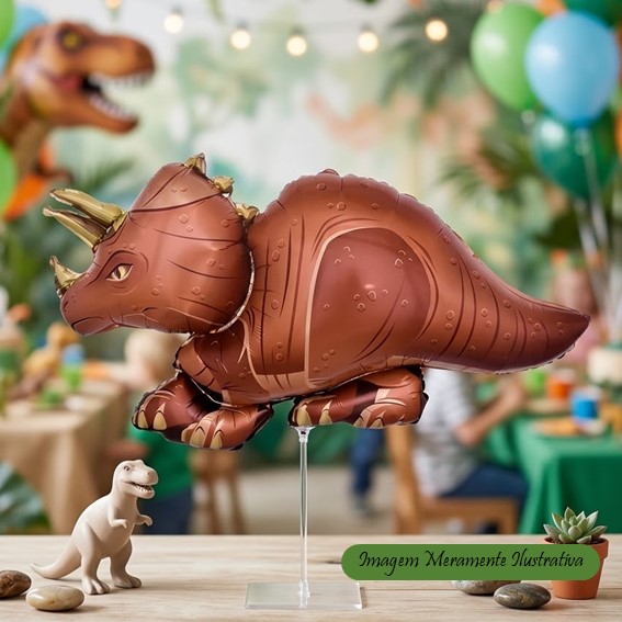 Balão Dinossauro Triceratops - Festa Jurassica - 99 x 61 cm - Animare - Valor Unitário