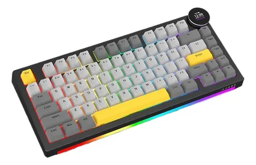 Teclado Mecânico Sem Fio Ajazz AK820 V2 Com Tela Tri-Mode (BLACK,GREY,YELLOW)