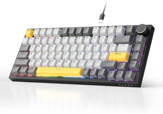 Teclado Mecânico Gamer Ajazz AK820 com Fio Moon Yellow- GREY-WHITE-YELLOW