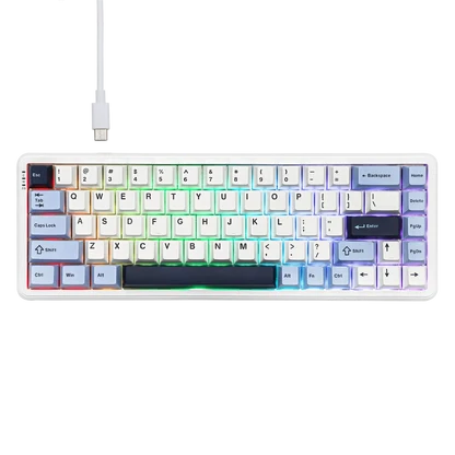 Teclado Mecânico Sem Fio Ajazz AK680 V2 com Fio Artic Isle Switch (BLUE-WHITE-BLUE)