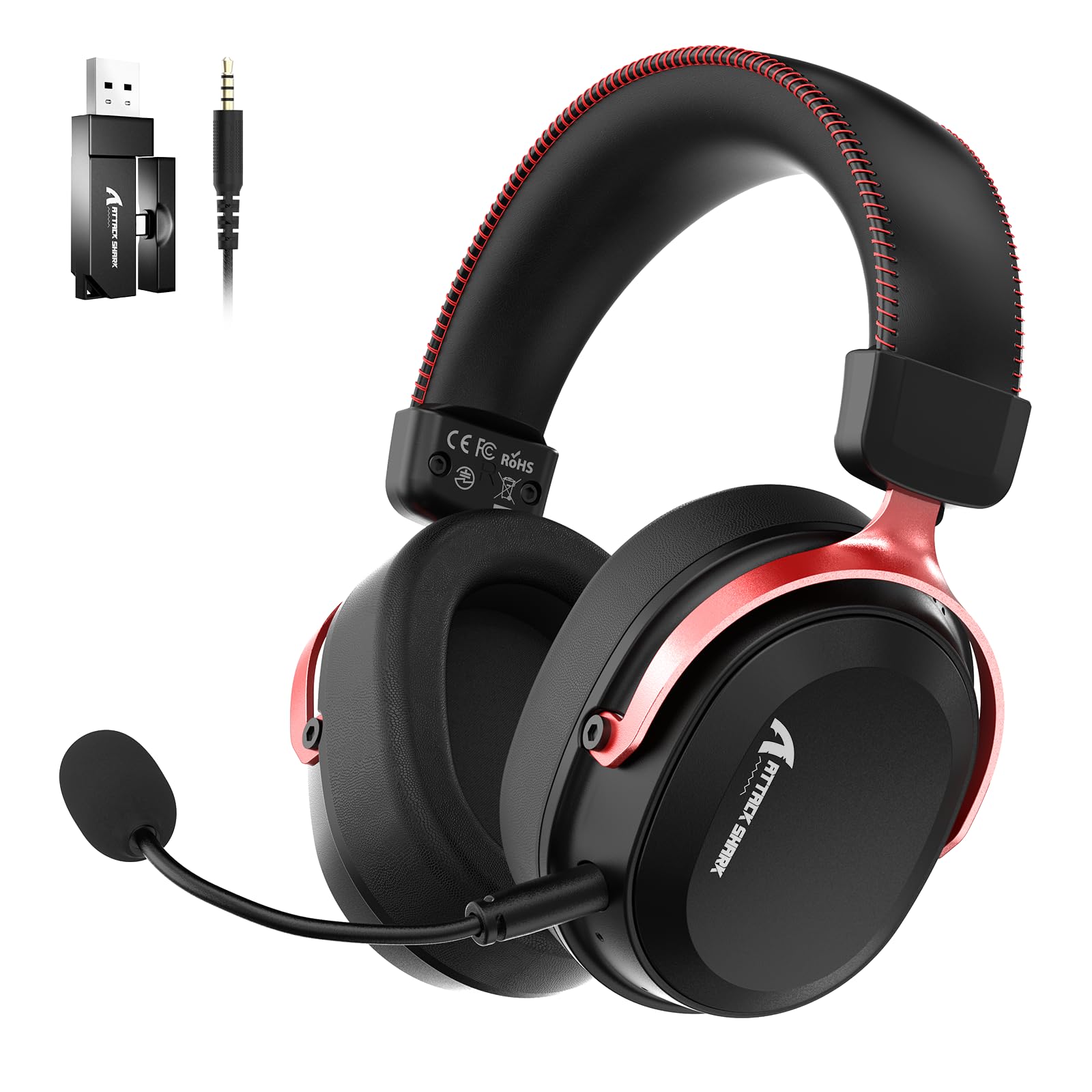 Fone de Ouvido Gamer Sem Fio ATTACK SHARK L30PRO - BLACK e RED