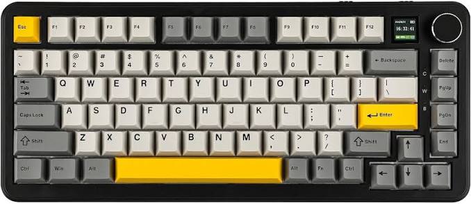 Teclado Mecânico Sem Fio Ajazz AK820 MAX PLUS com Display Tri-Mode Maillard Switch (BLACK, GREY, YELLOW)