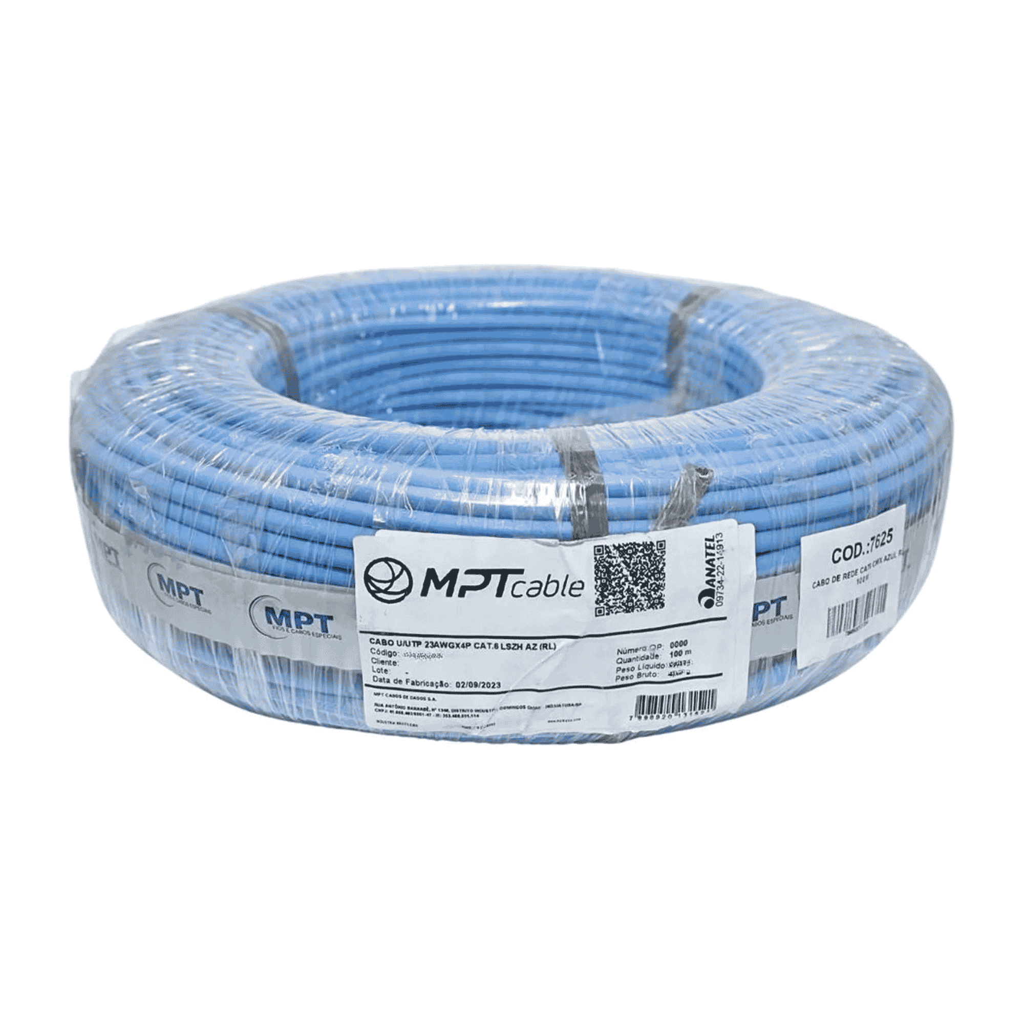 Cabo De Rede CAT6 U/Utp 4 Pares Azul - 23AWGX4P - Mpt (Mínimo 100m)