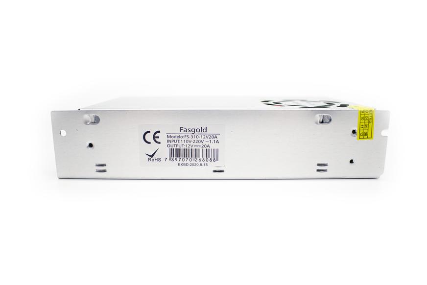 Fonte 12V/20A - Gradeada / Bivolt Chaveada C/ Cooler (Psi / Smart Chip) - 240W Fasgold FS-310 Fasgold - imagem 3