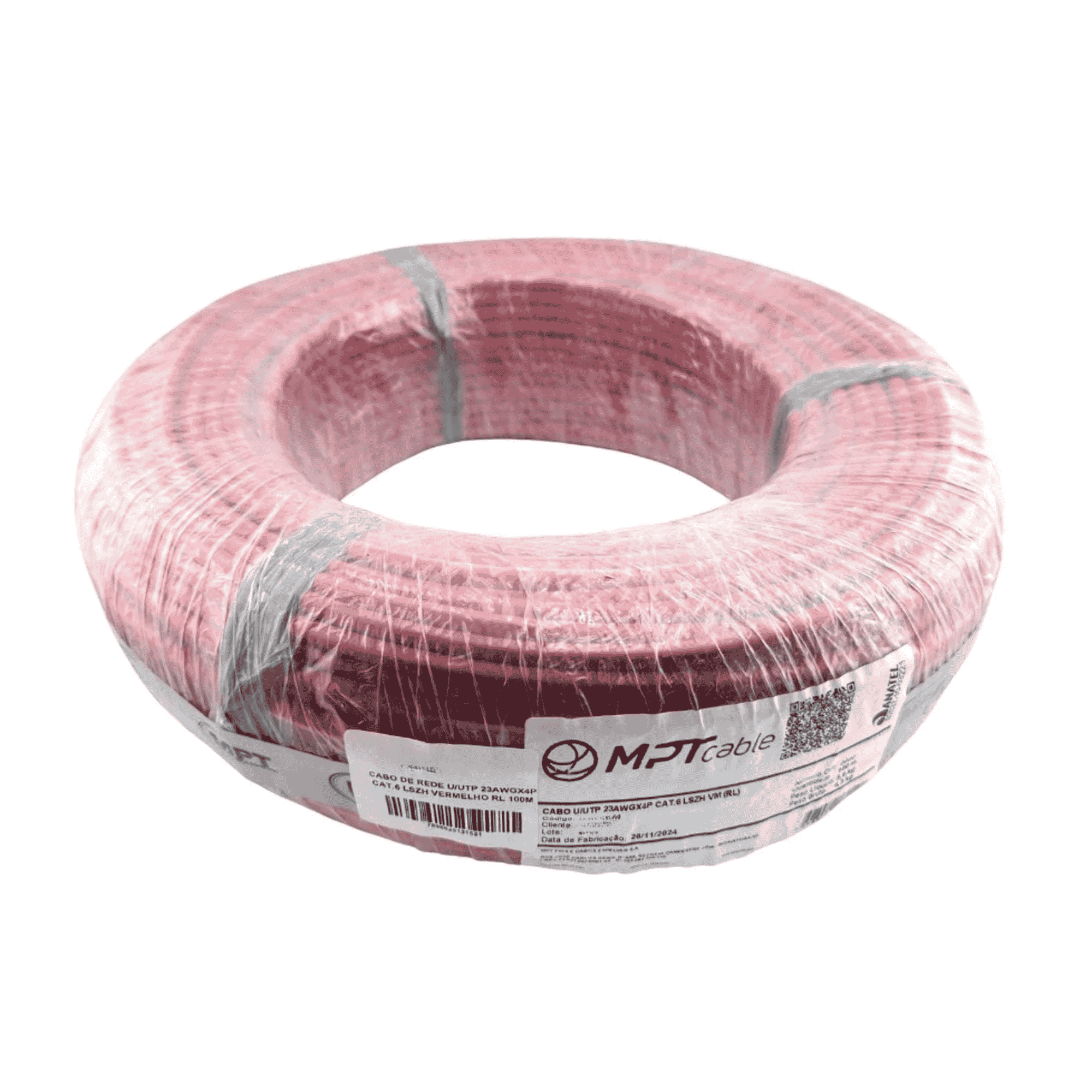 Cabo De Rede CAT6 U/Utp Vermelho 100m - 23AWGX4P Cmx - Mpt (Mínimo 100m) 53040441 MPT - imagem 2
