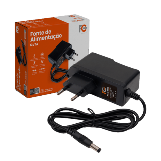 Fonte Eletrônica 12V 1A Tipo Adaptador Bivolt – Fc Fontes FC1201EN FC Fontes