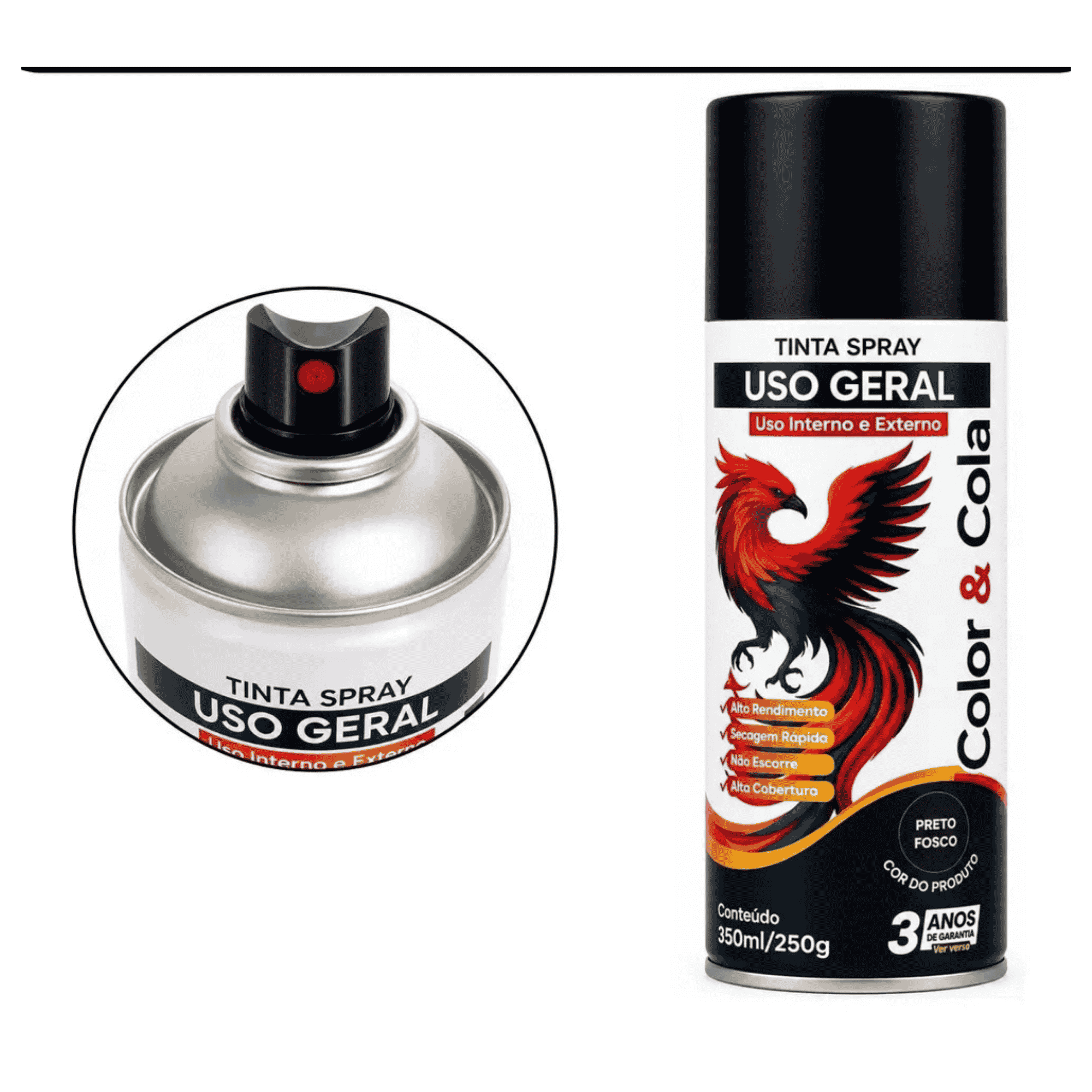 Tinta Spray Uso Geral Preto Fosco 350ML - Forzon 369504 Forzon - imagem 2