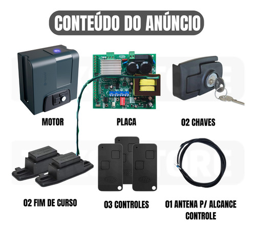 Kit Motor Nano Nitro 3SEG Rossi P/ Portão Deslizante 650kg 3 Controles 373 Rossi - imagem 2