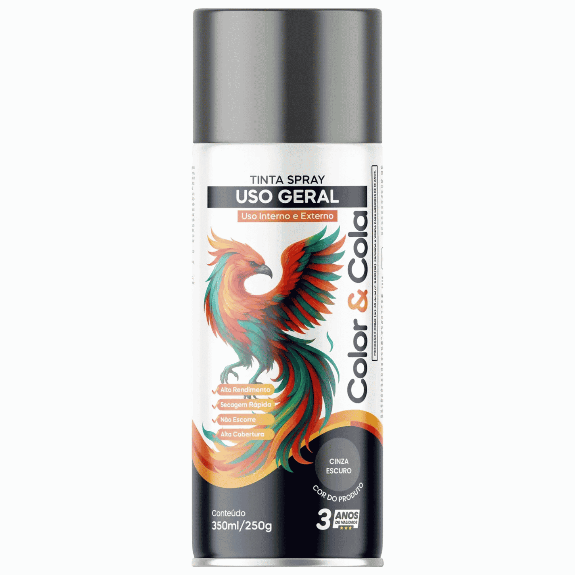 Tinta Spray Uso Geral Cinza Escuro 350ML - Forzon 369497 Forzon