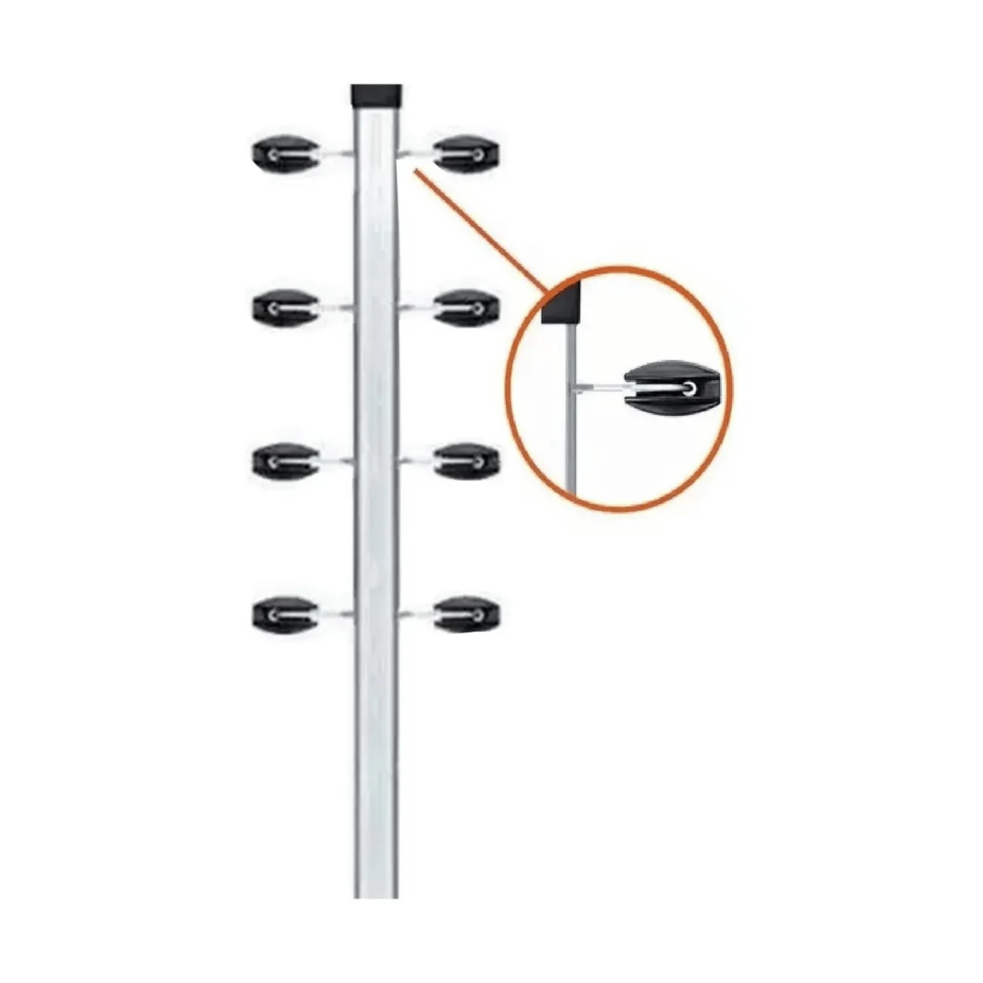 Haste Cerca Tubular Quadrada Para Canto 25X25MM 80cm Completa 8 Isoladores - Confiseg Confiseg - imagem 2