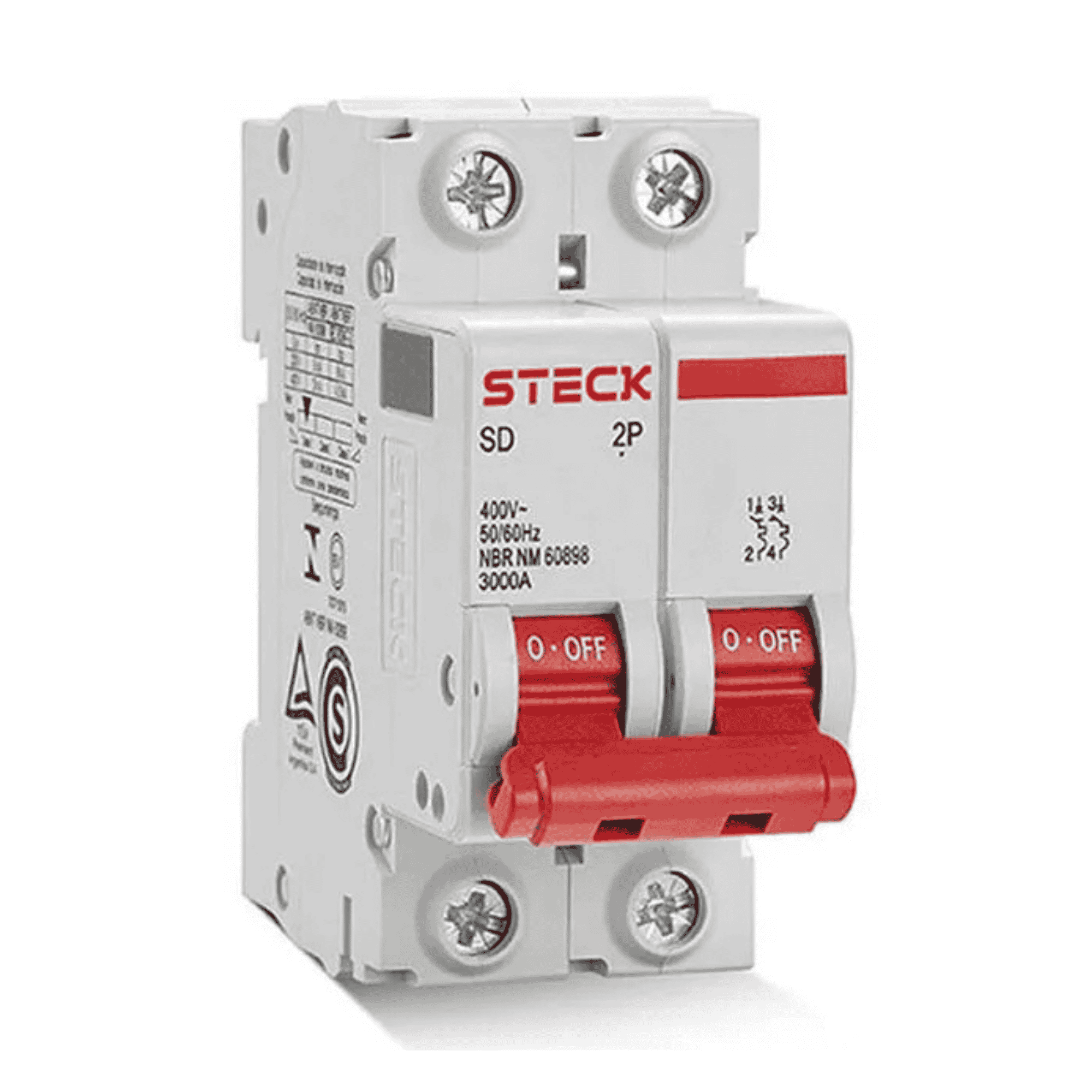 Disjuntor Bipolar Din Curva C 10A - SDD62C - Steck