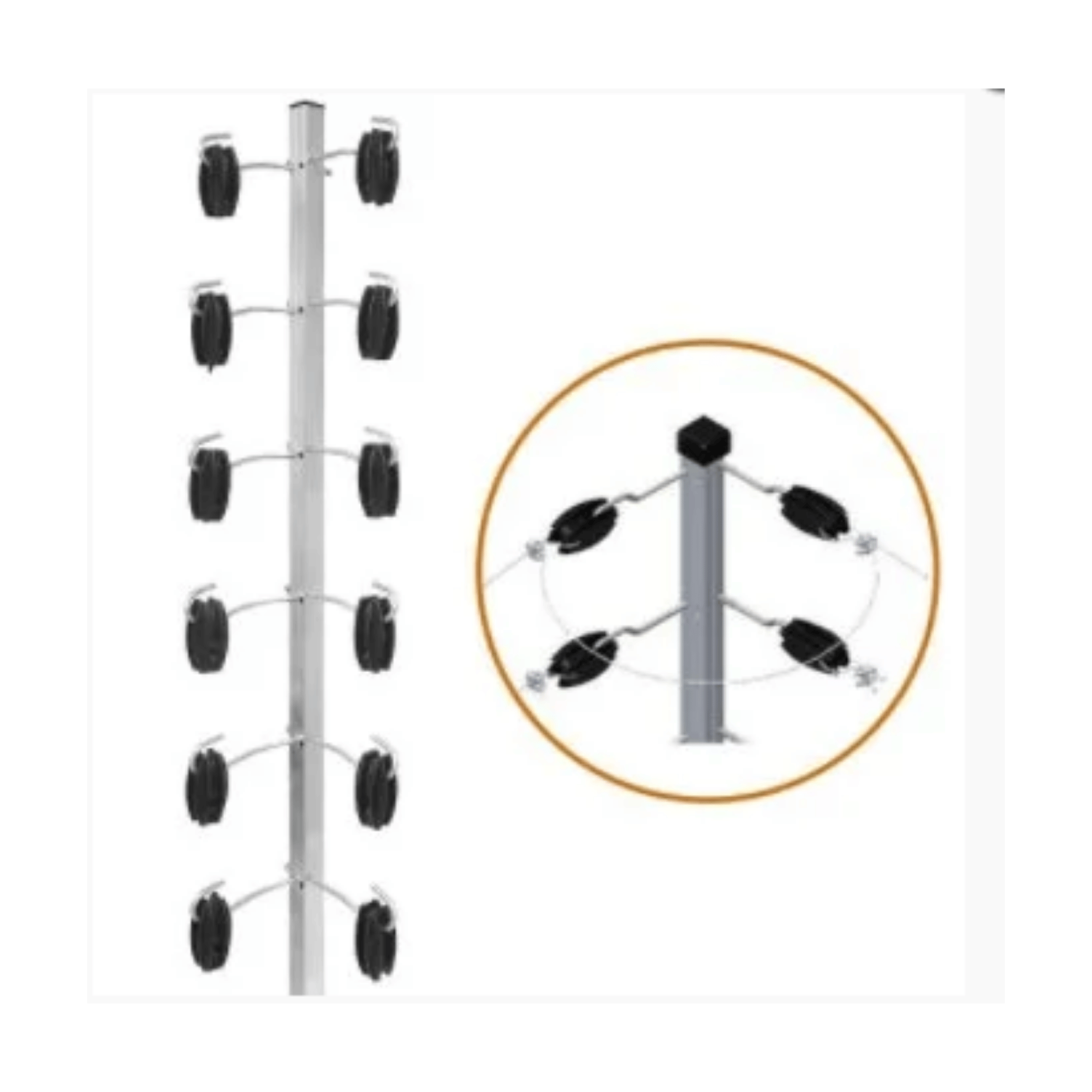 Haste Cerca Tubular Quadrada Para Canto 25X25MM 1 M Completa Com 12 Isoladores - Confiseg 000000000002818 Confiseg