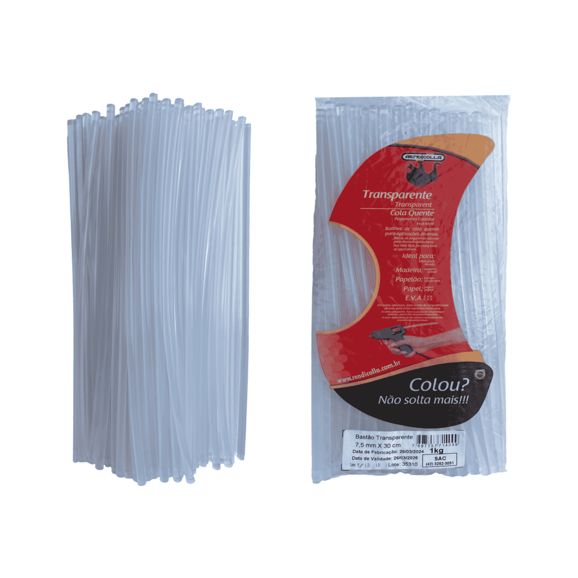 Bastão De Cola Quente Grosso 11mm Transparente Pacote 1kg
