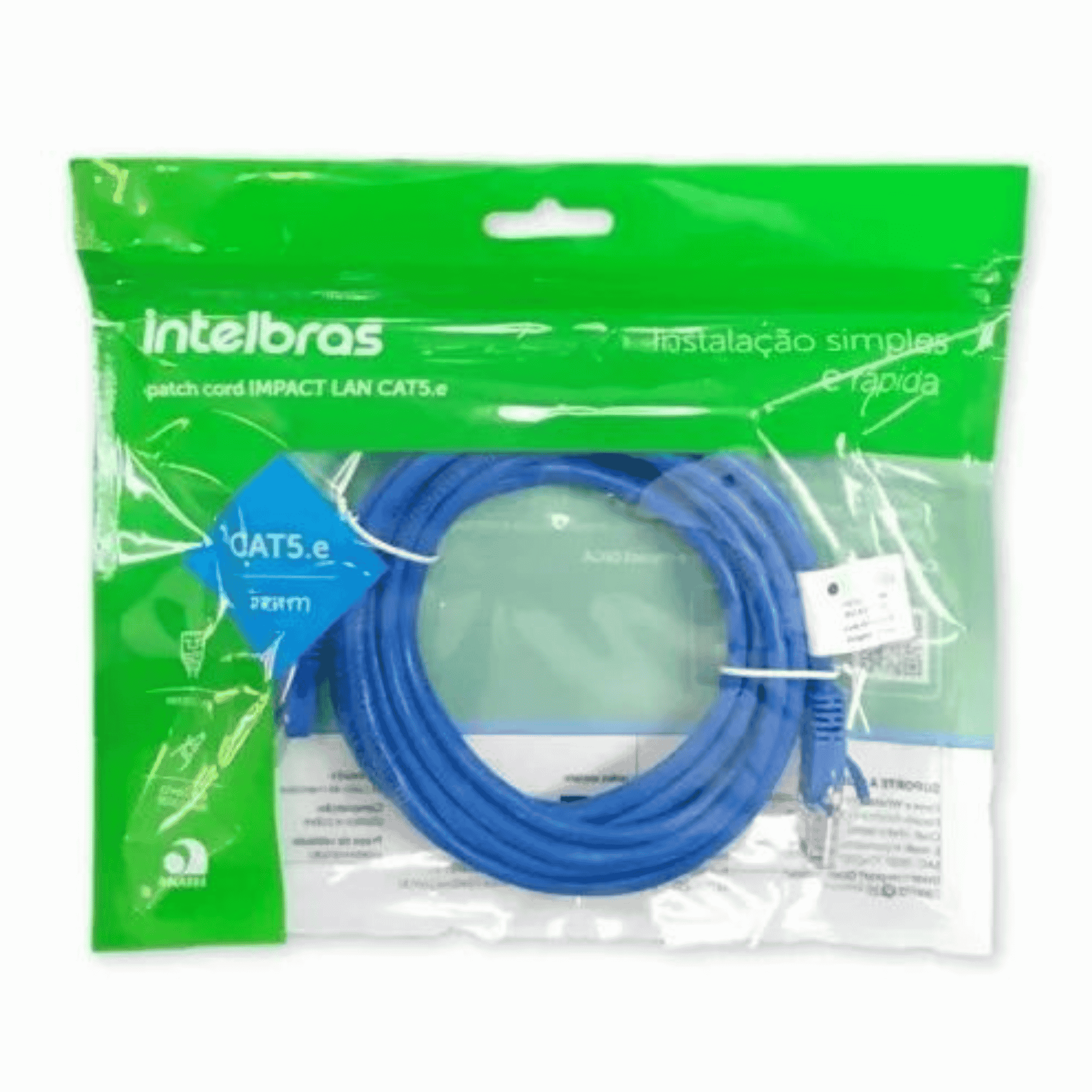 Patch Cord CAT5E 4 Pares Utp RJ45 Azul 1,5m Impact LAN - PC5AZ15 - Intelbras 4830033 Intelbras - imagem 4