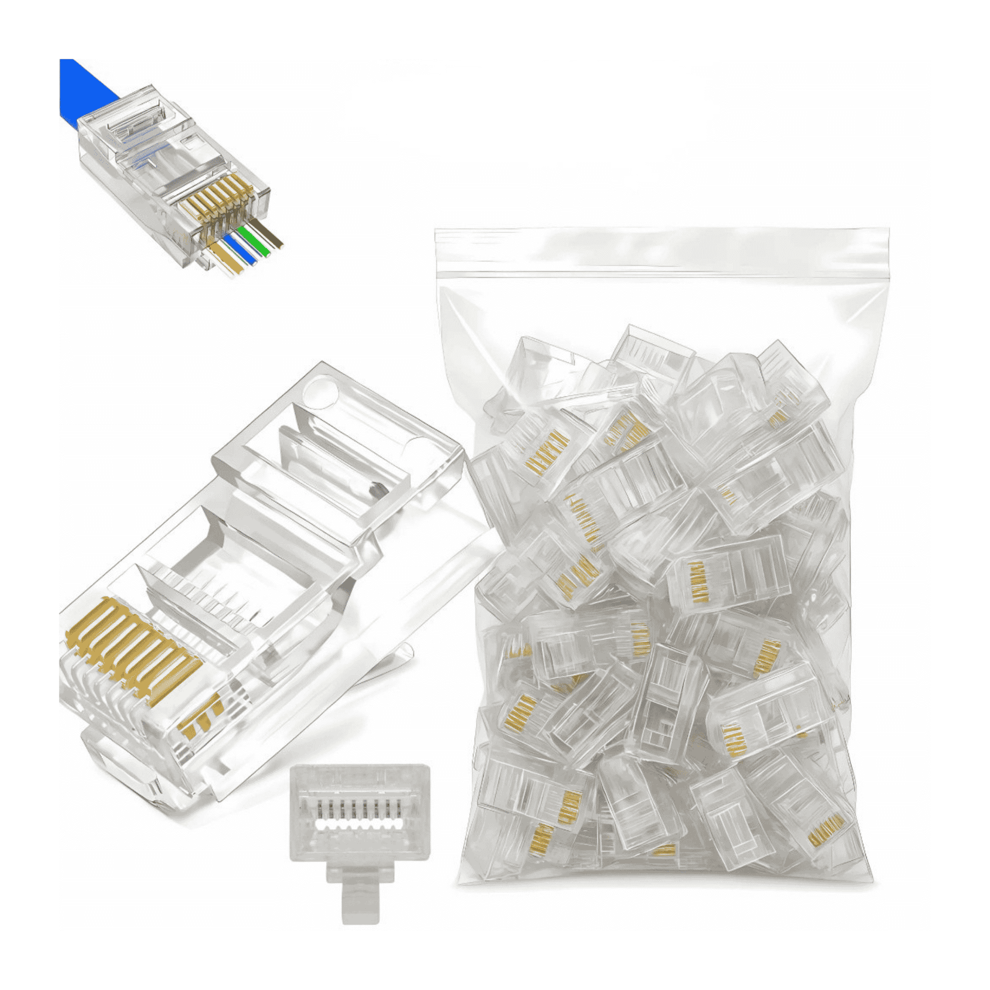 Plug RJ45 Vazado CAT5E/CAT6 Pacote 100UN. - FS-361 - Fasgold / Exbom FS-361 Fasgold - imagem 4