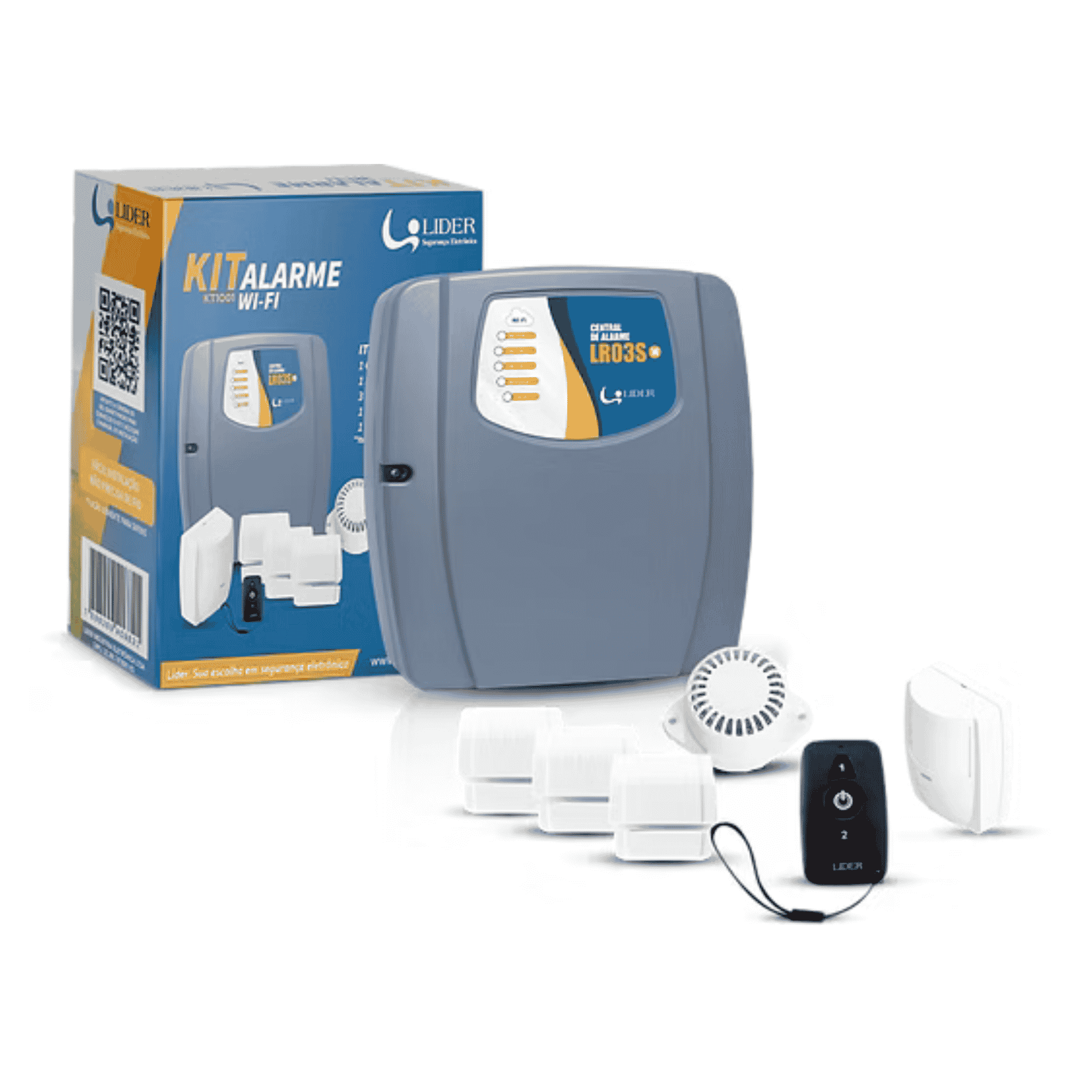 Kit Alarme Wi-Fi Central Com Sensor E Controle - KT1001 Smart - Líder KT1001 Líder