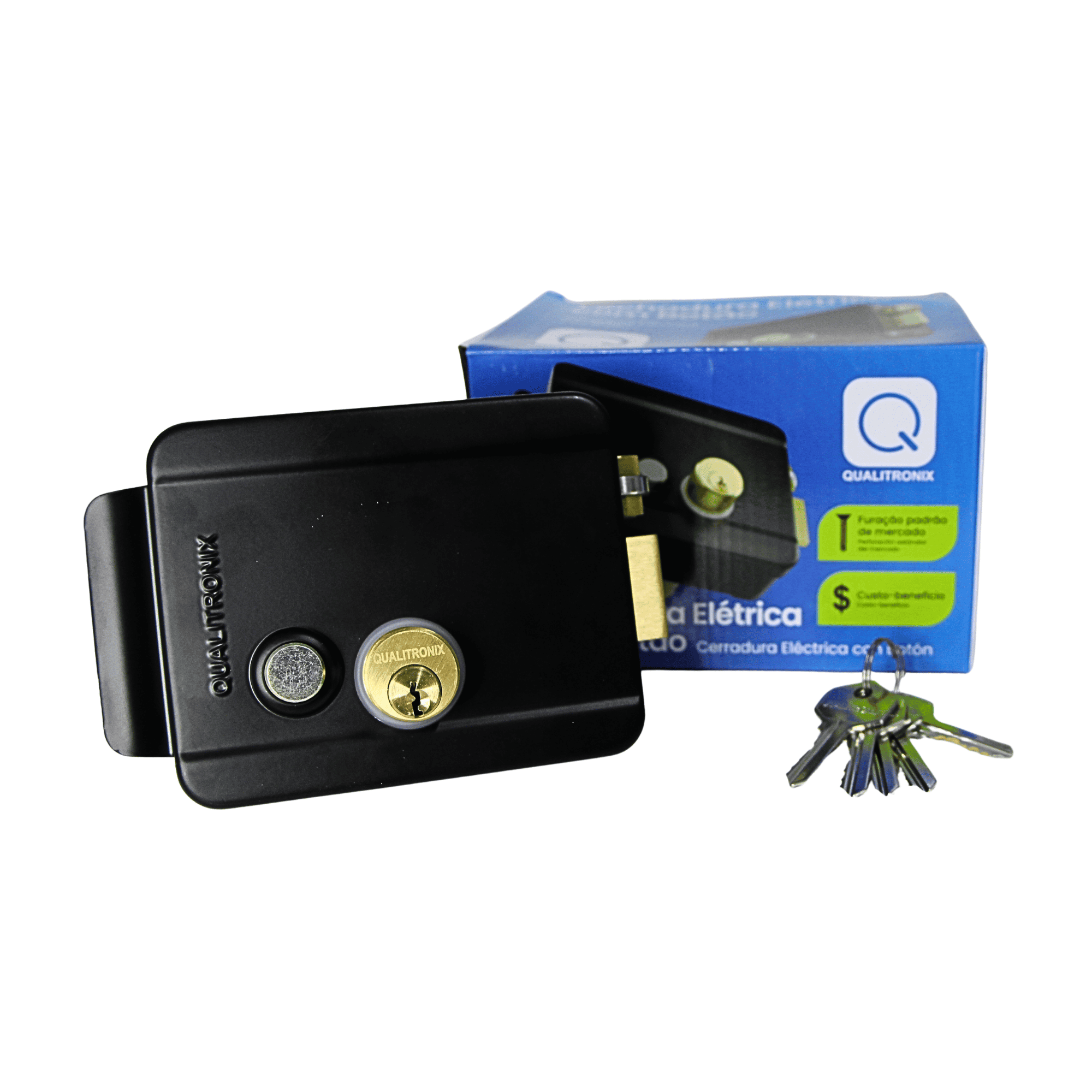 Fechadura Elétrica Para Portão Com Botão Interno 12V - Qualitronix 0301000PT Qualitronix - imagem 2