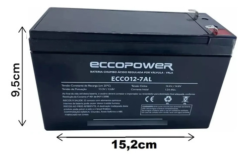 Bateria 12V Para Alarme Eccopower ECCO 12 - 7AL Eccopower - imagem 2