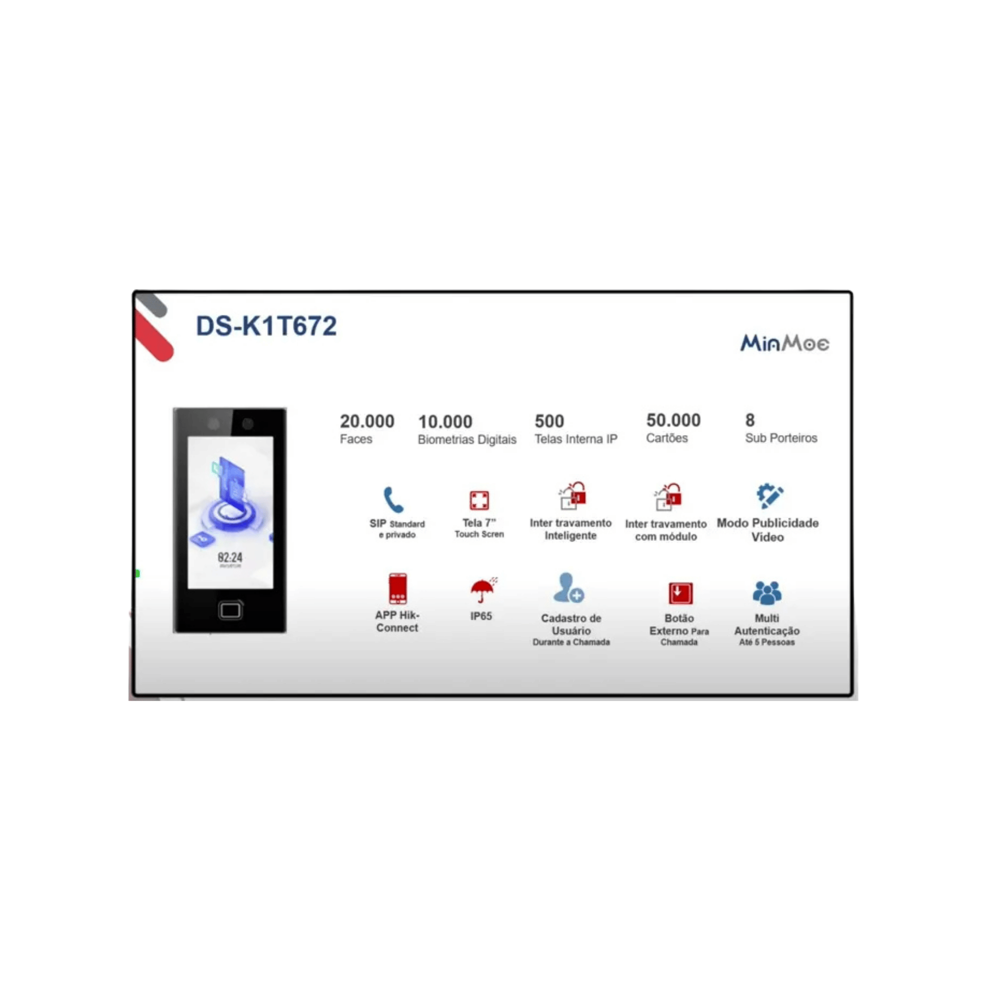 Terminal Facial Wi-Fi - DS-K1T672MFWX - Hikvision 4907 Hikvision - imagem 3