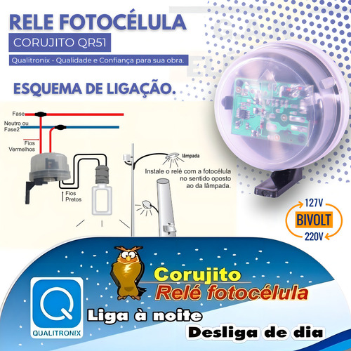 Kit 02 Rele Fotocelula Sensor Corujito QR51 C/Suporte MLB5942573450 Qualitronix - imagem 9