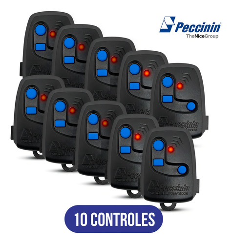 Kit Com 10 Controles Remoto Peccinin 3 Teclas 433,92 Mhz 187 Peccinin