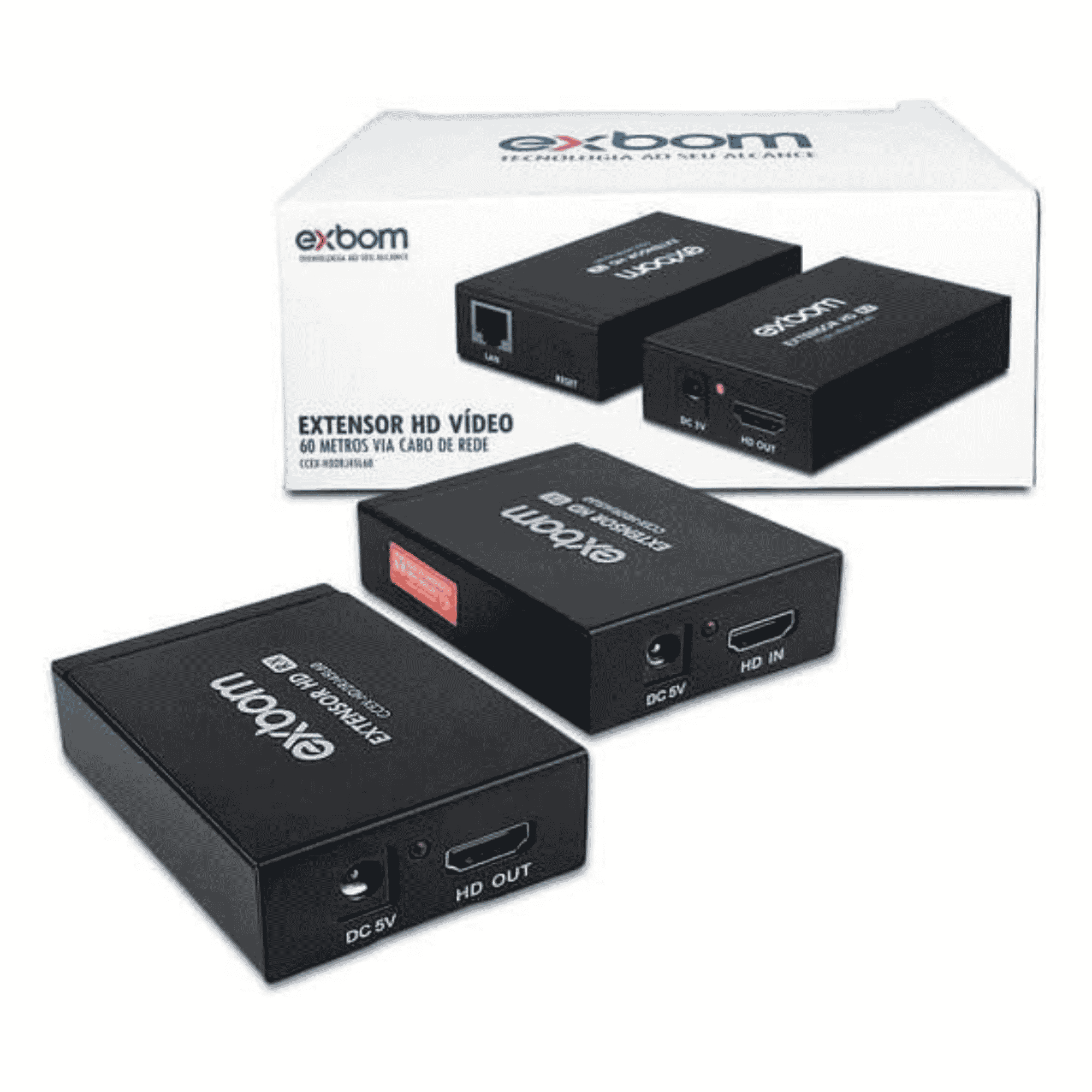 Extensor HDMI RJ45 CAT5E CAT6 Full HD 60m - Exbom EX60HDMI Exbom - imagem 4