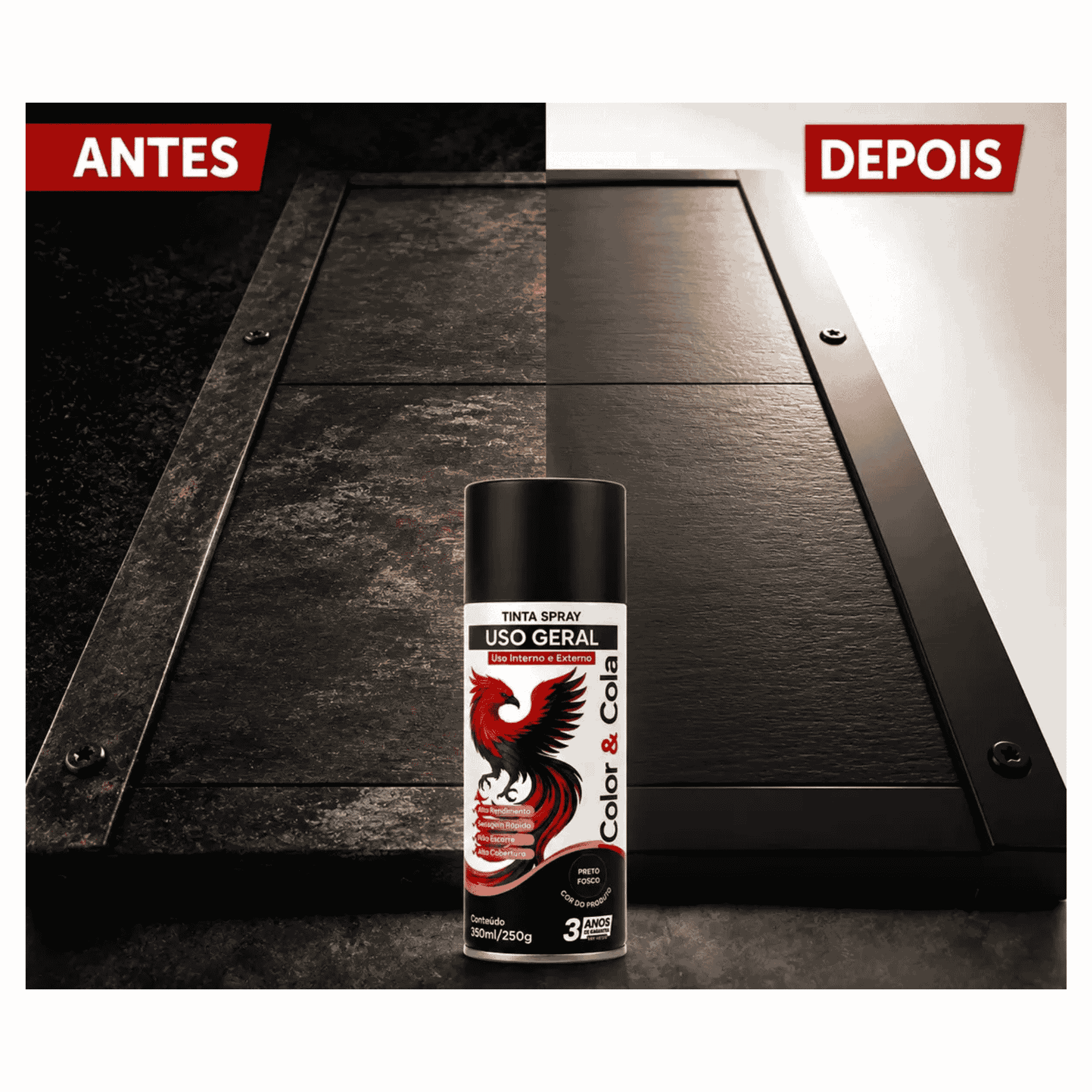 Tinta Spray Uso Geral Preto Fosco 350ML - Forzon 369504 Forzon - imagem 3