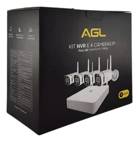 Kit Wi-Fi 1080P 4 Cameras E Hvr AGL 1204 - Unidade