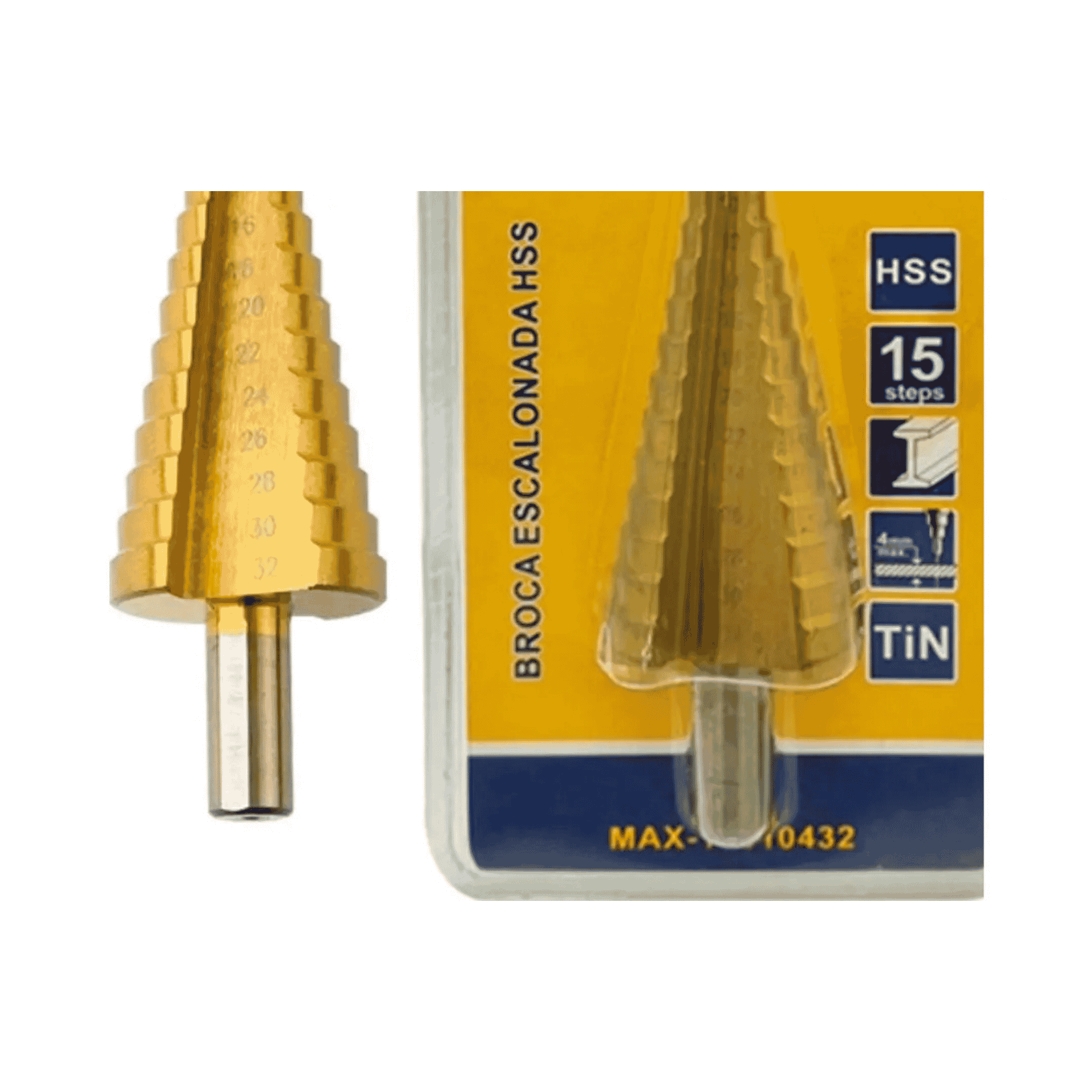 Broca Escalonada Hss Ctp 4 A 32 Mm Para Metal - Forzon 333423 Forzon - imagem 4