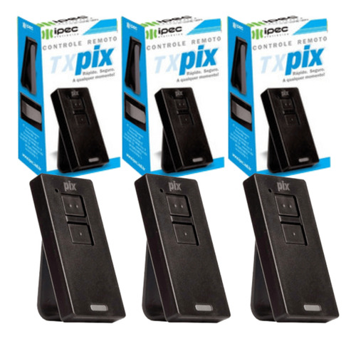 Kit 3X Controles Pix 433MHz Ipec